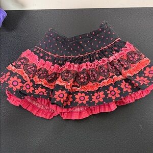 Pumpkin Patch Black and Pink Ruffle Skirt